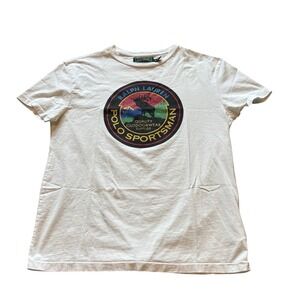 Ralph Lauren Polo Country Mens White Polo‎ Sportsman Elk Graphic T-Shirt S